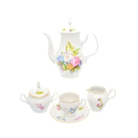 Кофейный набор 17пр фарфор БЕРНАДОТТ ВЕСЕННИЕ ЦВЕТЫ на 6 персон