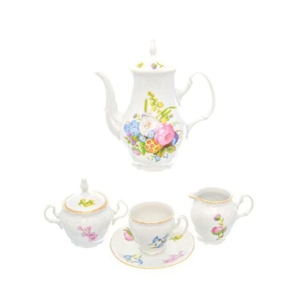 Кофейный набор 17пр фарфор БЕРНАДОТТ ВЕСЕННИЕ ЦВЕТЫ на 6 персон