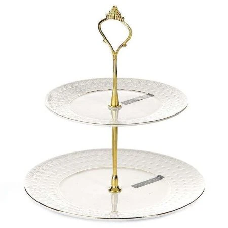 Этажерка сервировочная 2 яруса керамика 16,5/21cм СНЕЖНАЯ КОРОЛЕВА малая круглая MB0134-A (3/12)