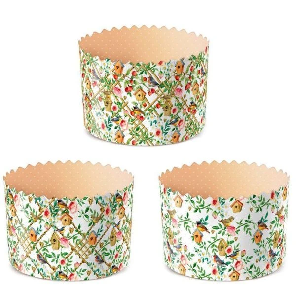 Форма для кулича 70*60мм 100мл бумажная ПТИЧКИ В САДУ (2000)