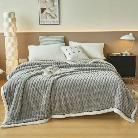 Плед-покрывало 200*230 иск.мех серый