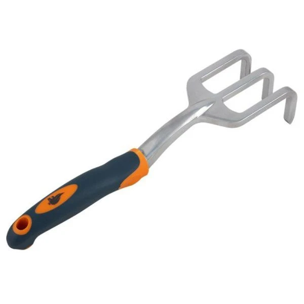 Грабли малые алюминий 3-х зуб. 33*13,5*5,4см ручка полипропилен LE-01 (72)