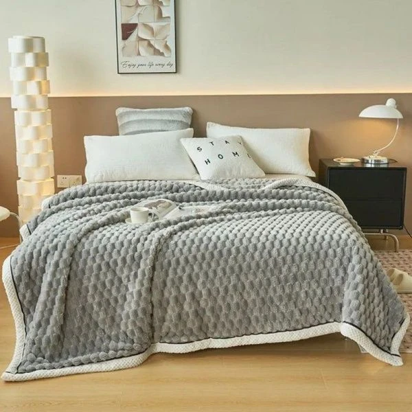 Плед-покрывало 200*230 иск.мех серый