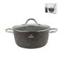 Кастрюля 5л литая алюминий АП гранитно-каменное со стекл.крышкой 26см коричневая индукция (6)