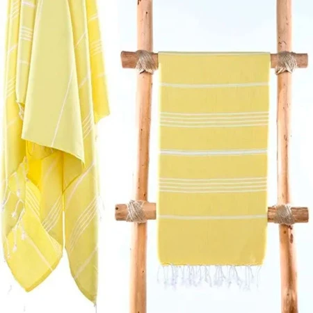 Полотенце пештемаль 100% хлопок 90*150см с кисточками SULTAN желтый