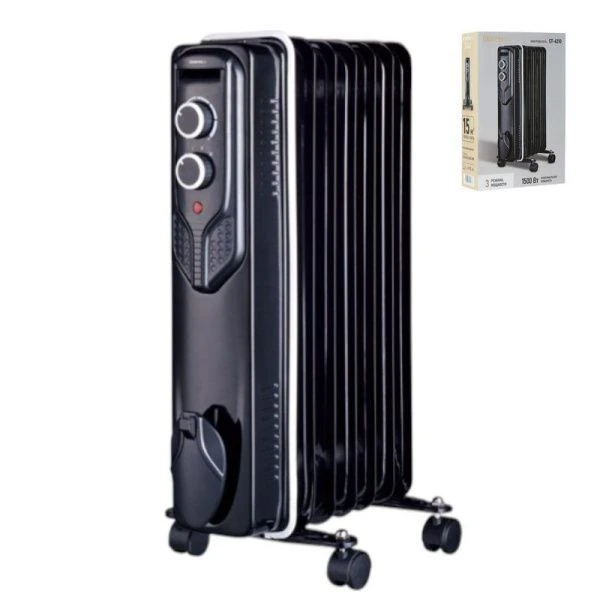 Обогреватель масляный Centek CT-6210 черный 1500Вт 15м, 7 секц, 3 реж, защ. от перегрева, термометр Обогреватель масляный Centek CT-6210 черный 1500Вт 15м, 7 секц, 3 реж, защ. от перегрева, термометр