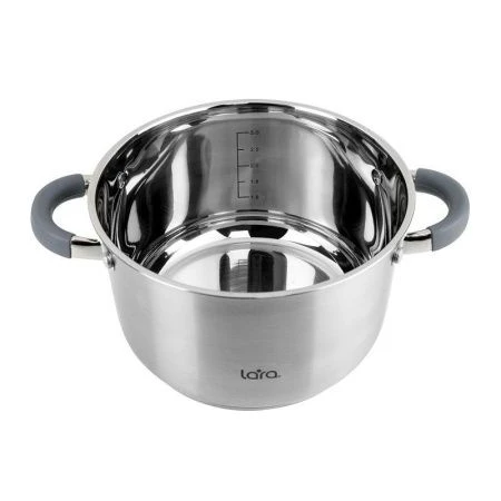 Кастрюля 3,9л h12,5см нерж.сталь КАЛИПСО стекл.крышка с силикон.обод. 20см капс.индукц.дно LR02-274