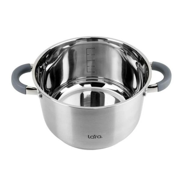 Кастрюля 3,9л h12,5см нерж.сталь КАЛИПСО стекл.крышка с силикон.обод. 20см капс.индукц.дно LR02-274