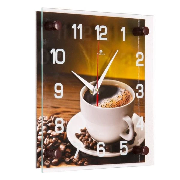 Часы настенные 25*25см стекло РУБИН Черный кофе (10)