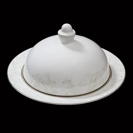 Масленка 20см фарфор СЕРЫЙ ШЕЛК подар.уп. (10)