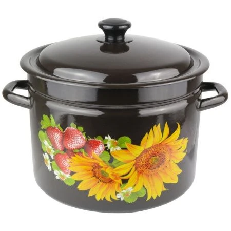 Кастрюля 9л эмаль коричневая с рис. цилиндрическая борт. 41804-212/6-У (2)