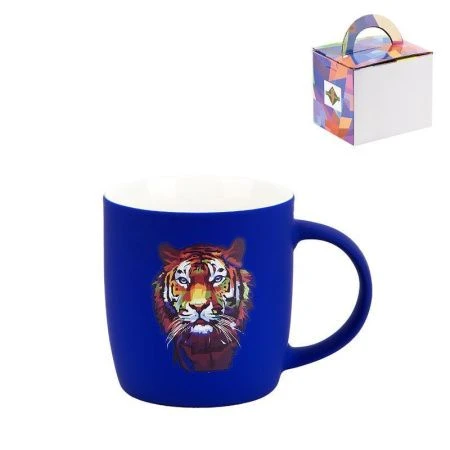 Кружка 350мл фарфор с силиконовым напылением Cat hunter подар. уп. (36)