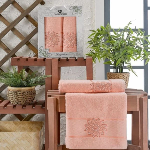 Набор полотенец махровые 2пр 50*90/70*140см MERZUKA DAYSTAR оранжевый 380гр подар.уп.