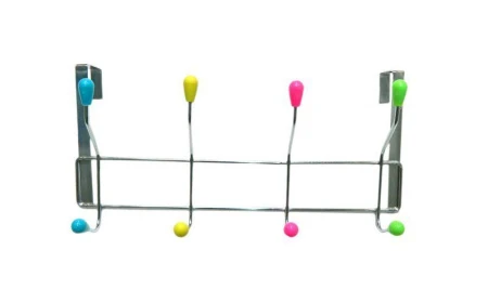 яяяВешалка на дверь 4 крючка 2-х уровневые с подвесом Малая капля 15,5х32х11см JC-1151 (60)