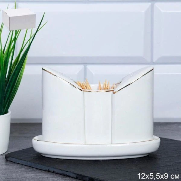 Набор для специй 3пр 12*5,5*9см фарфор на подставке белый Золото FY203004 (48)