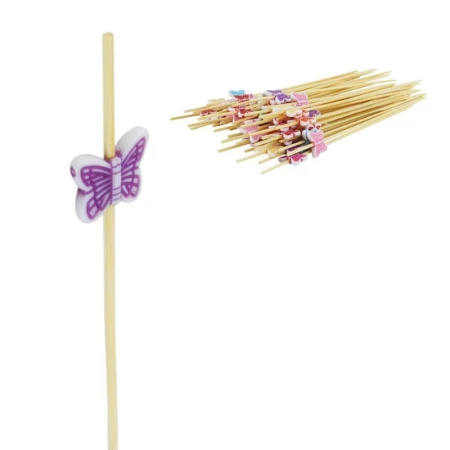 Шпажки для канапе бамбук 12см 50шт БАБОЧКА карамель (200) JC-7913
