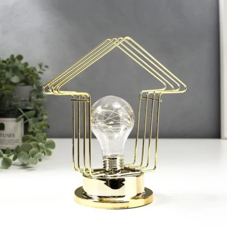 Ночник металл лофт 16459/1 LED от батареек 3хАА золото 10*10*20см