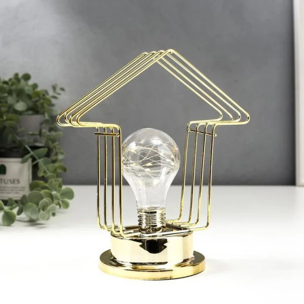 Ночник металл лофт 16459/1 LED от батареек 3хАА золото 10*10*20см