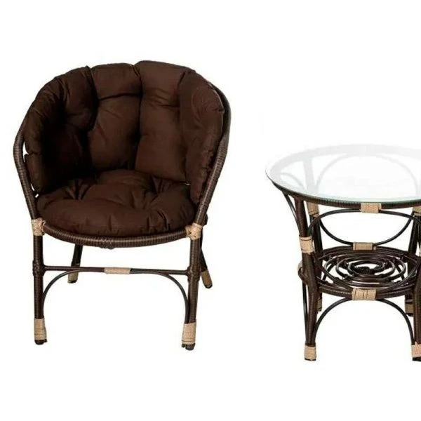 Набор мебели иск.ротанг Багамы Лайт (2 кресла, стол 60см) коричневый, коричневый арт. BG3325 (1)