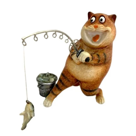 Фигурка Кот-рыбак полистоун 14х10х8см (24)