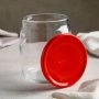 Банка для сыпучих продуктов 940мл стекло ЧЕШНИ с красной пласт.крышкой (6)