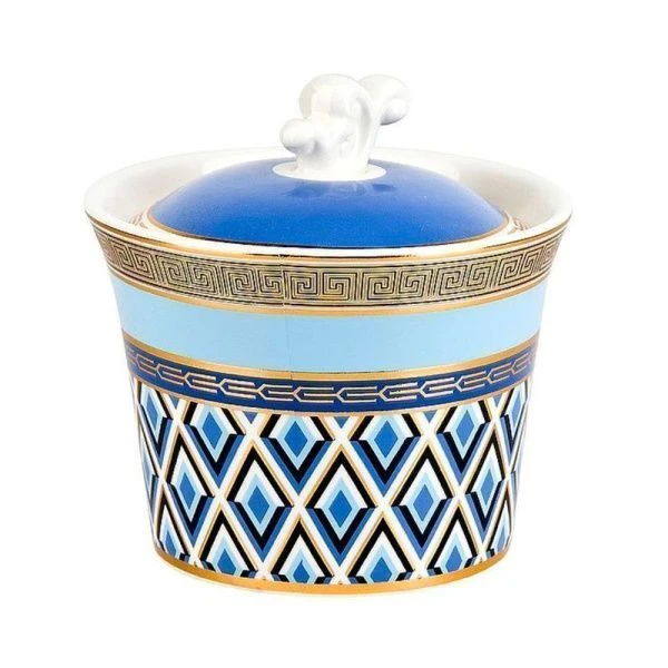 Сахарница с ложкой 250мл 10*9,5см фарфор Golden Blue подар.уп. (48)