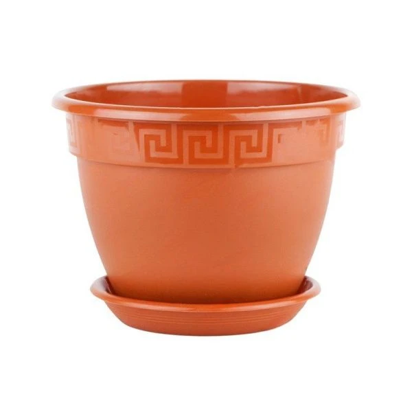 Горшок цветочный 16,6л d36см пластик АНТИК с поддоном терракот 5PL0712 (5)