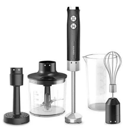 Блендер погружной нерж.сталь Centek CT-1352 черный 1000Вт, 4в1, блендер 400мл, мерный стакан 600мл,