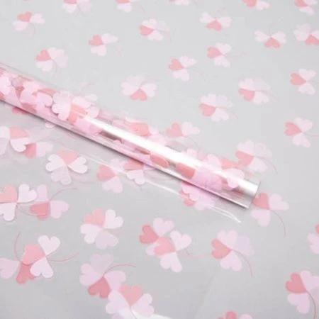 Пленка в рулоне прозрачная полипропилен Клевер роз.жемчуг/роз.пыльный 70см*7,8м*0,2кг (10)