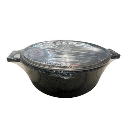 Жаровня 30см алюминий АП литая ПОВАР ЛЮКС Классическая каменная со стекл.крышкой черная PLKB88030/13 (4)