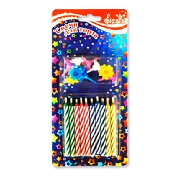 Набор свечей для торта стеарин Незадувайка 10шт. 6см арт. H020 (24)