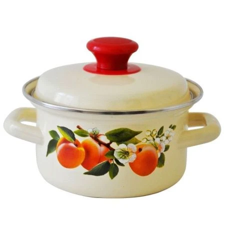 Кастрюля 1л эмаль слон. кость с рис.цилиндрическая об. 42304-072/6 (12)