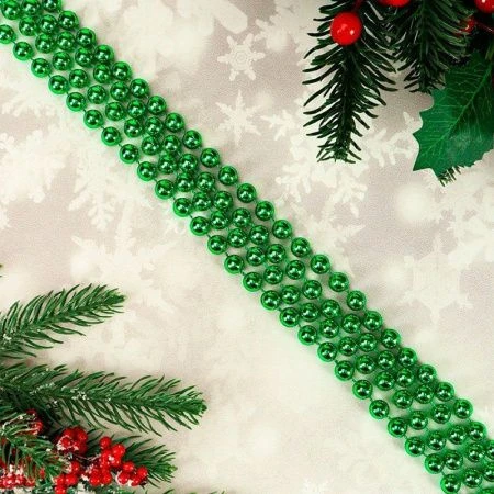 Бусы на ёлку Яркий праздник d- 1см длина 1,8 эелёные НУ-0054