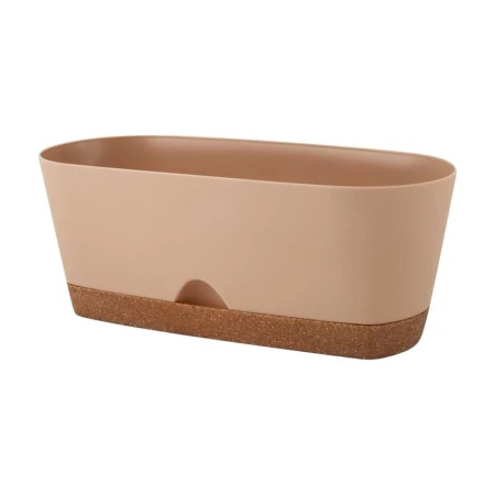 Горшок овальный 25см пластик WOOD для суккулентов молочный шоколад/бук (6)