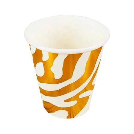 Стакан бумажный 250мл (набор 6шт.) Золотой узор с тиснением ФЛ-2802