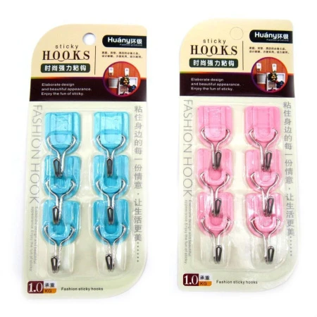 Набор крючков пластик 6шт. самоклеющиеся Фигурный JC-1206 (160)