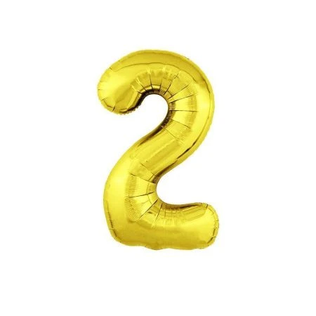 Шар фольгированный Цифра 2 золото 40" (102см) Slim (50)