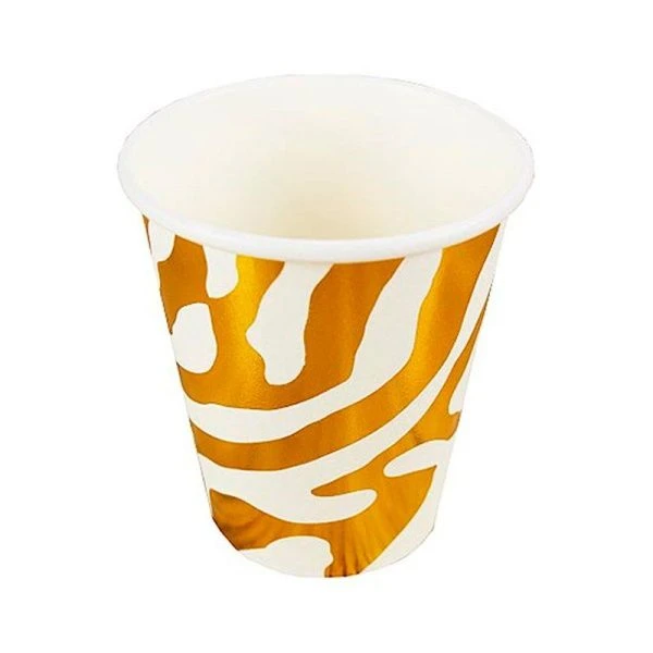 Стакан бумажный 250мл (набор 6шт.) Золотой узор с тиснением ФЛ-2802