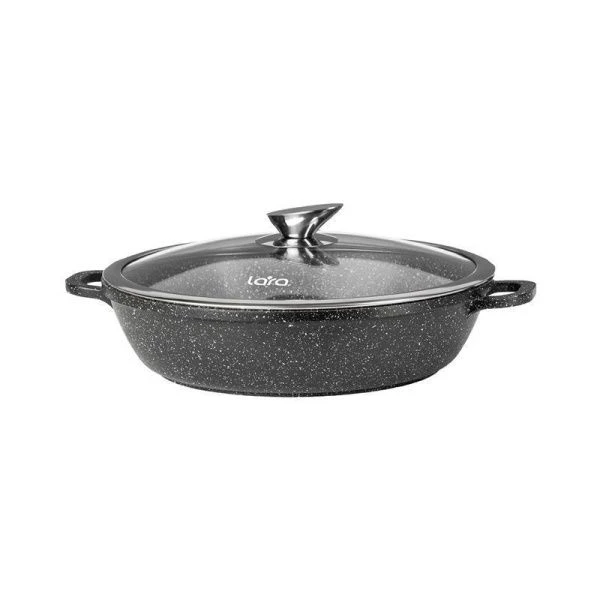 Жаровня 2,9л алюминий АП мраморное Rio стекл.крышка 24см h7,5см капс.индукц.дно LR02-211 (4)