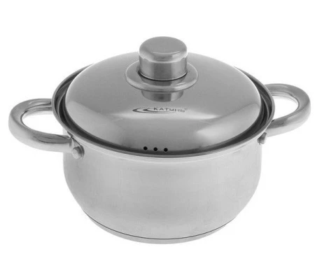 Кастрюля 1,8л нерж.сталь ГРЕТТА мет.крышка d16см толщина стенок 0,4мм индукция KT04-D-18м (8)