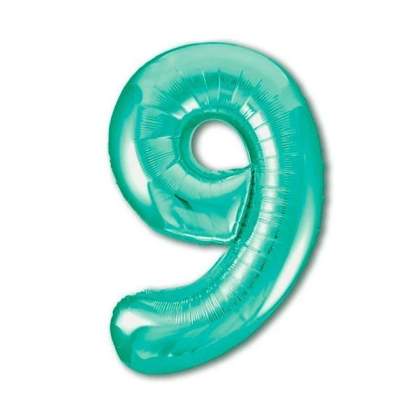 Шар фольгированный Цифра 9 Бискайский зеленый 40" (102см) Slim