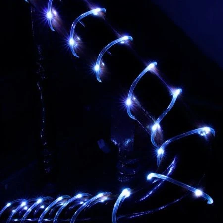 Гирлянда эл шнур 5м, 50LED, белый, пост.свеч., ПВХ прозр., d5мм, IP65, 220В