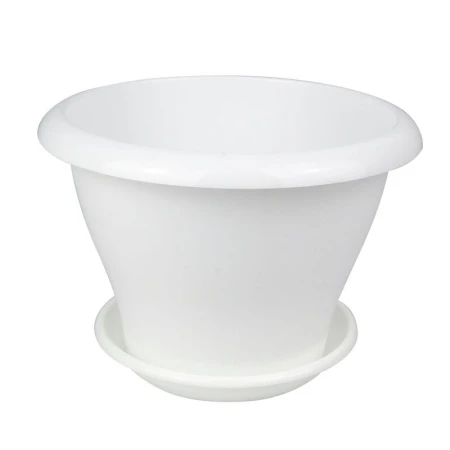 Горшок цветочный 2л d19см пластик ГАММА с поддоном белый 5PL0075 (28)