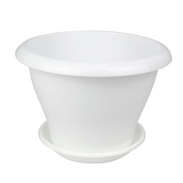 Горшок цветочный 2л d19см пластик ГАММА с поддоном белый 5PL0075 (28)