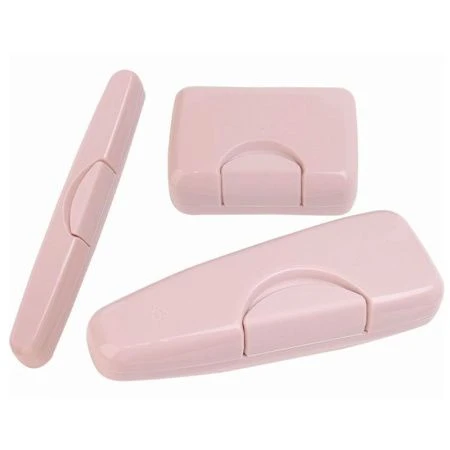 Дорожный набор 3пр (мыльница, футляр для зубн. щетки, футляр для бритвы) пластик бежево-розовый (35)
