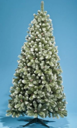 Елка искусственная 122см Снежная (смешанные ветки ПВХ и леска, заснеженные, с шишками) (3350)