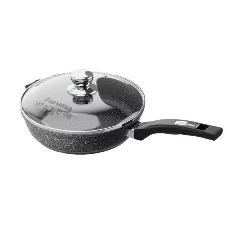 Сковорода 26см алюминий АП ГРАНИТ BLACK стекл.крышка, съемная ручка (5)