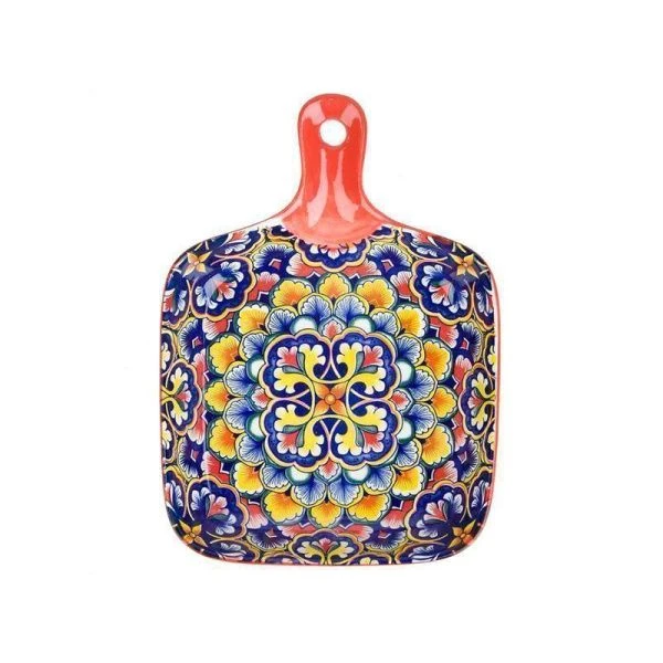 Блюдо 23*14,5*3,5см фарфор Arabesque красный с ручкой (36)