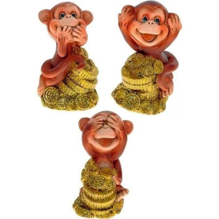 Фигурка Мудрая обезьянка полистоун 3 вида L3,5 W3 H6см