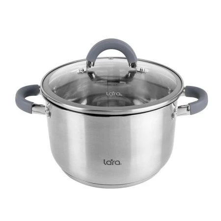 Кастрюля 2,1л h10,5см нерж.сталь КАЛИПСО стекл.крышка с силикон.обод. 16см капс.индукц.дно LR02-272